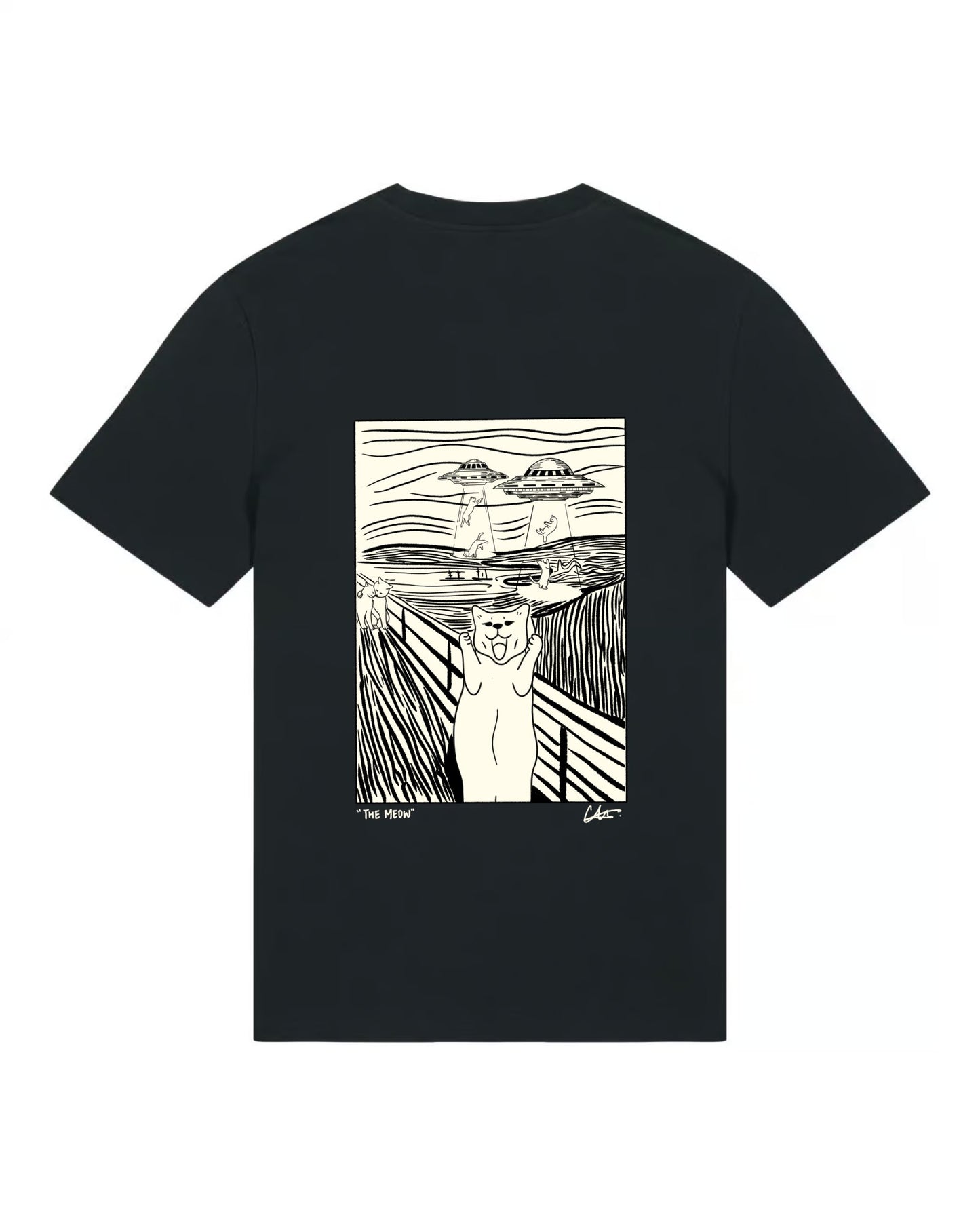 "The meow" - Hand screen printed unisex shortsleeve T-shirt - Catnip