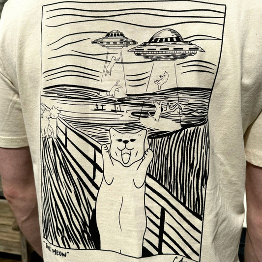"The meow" - Hand screen printed unisex shortsleeve T-shirt - Catnip