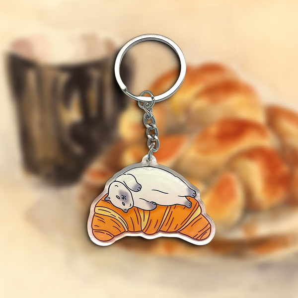 Cat Keychain - Croissant Bed