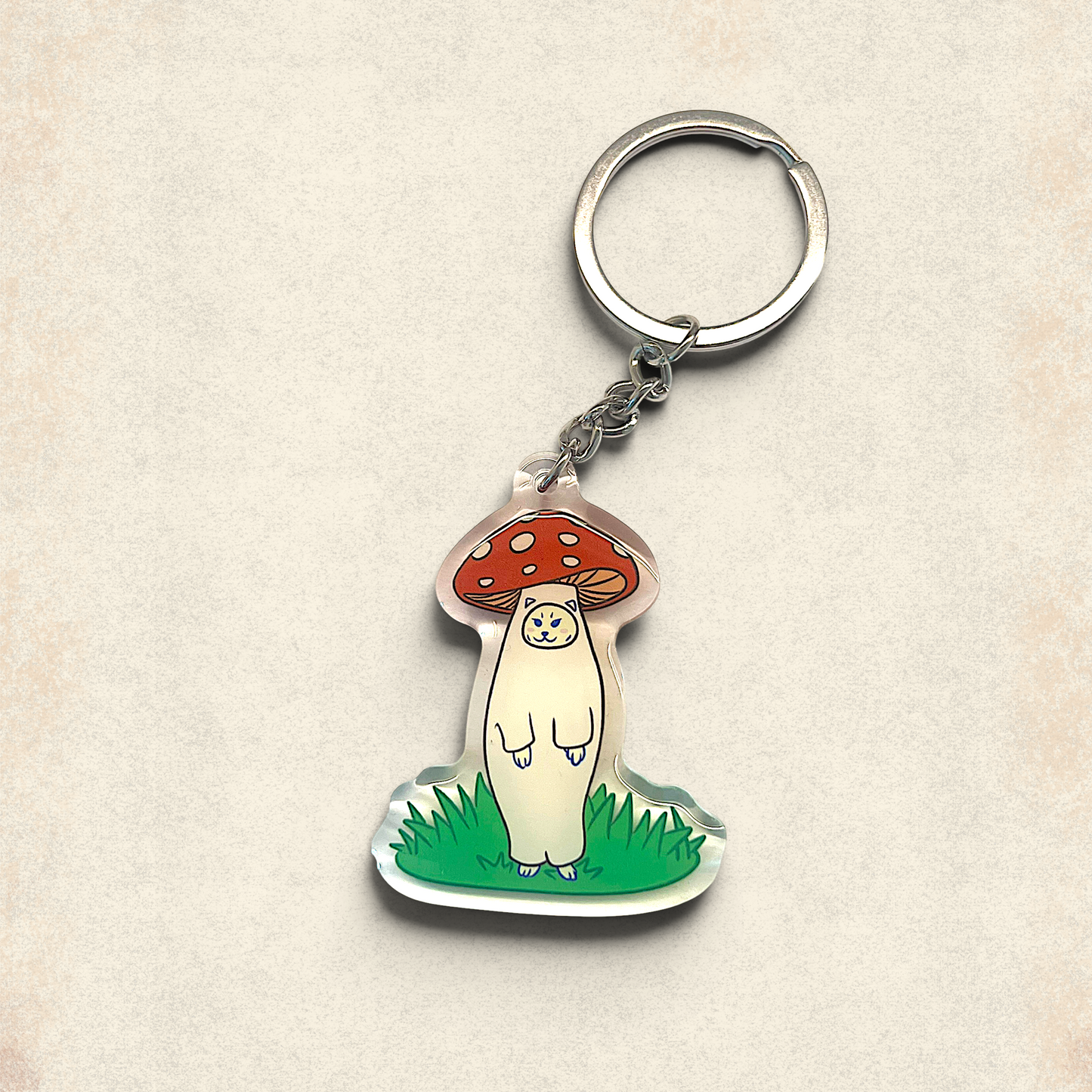 Cat Keychain - Red Shroom Cat