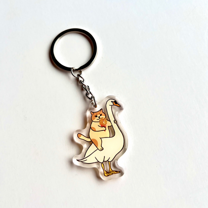 Cat Key Chain - Bob holding Fries