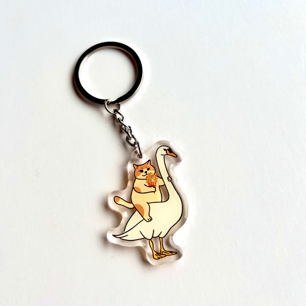 Cat Key Chain - Bob holding Fries