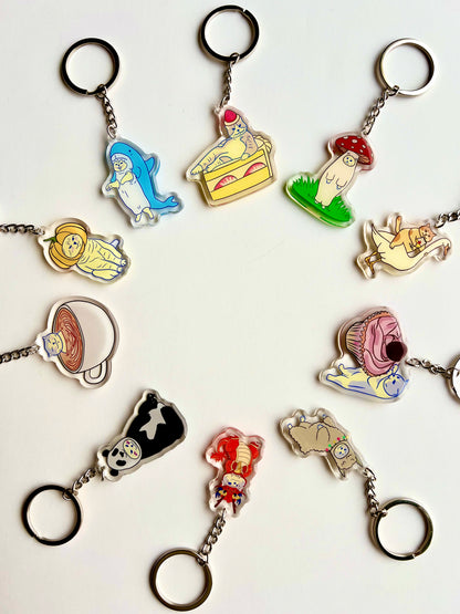 Cat Key Chain - Brown shroom cat