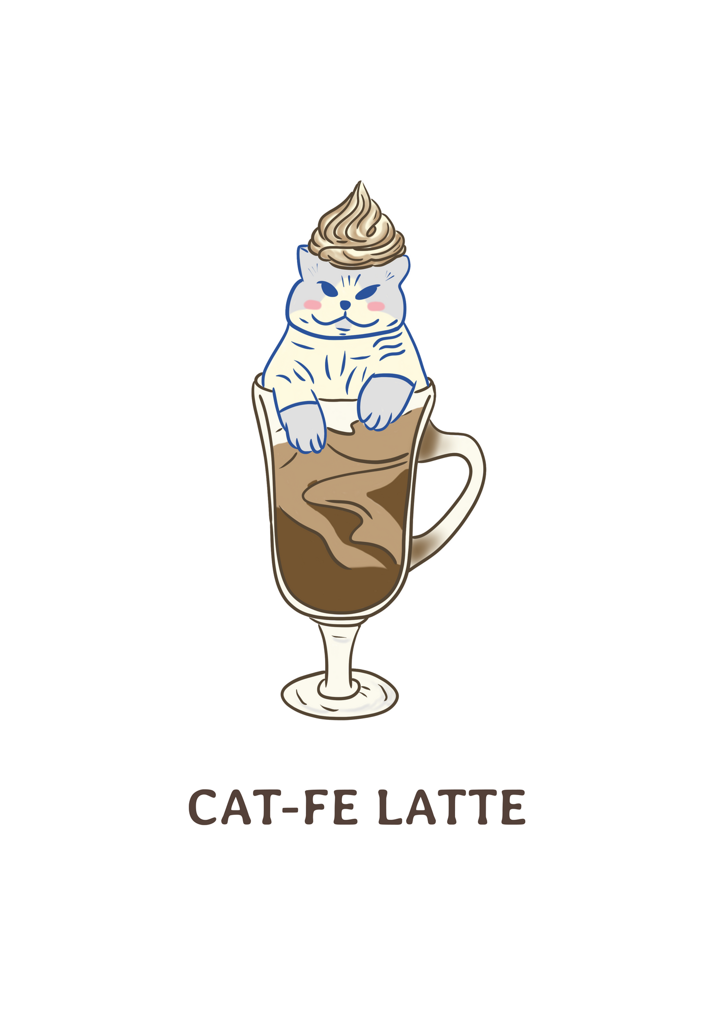 "Cat-fe Latte" - Cat Art Poster