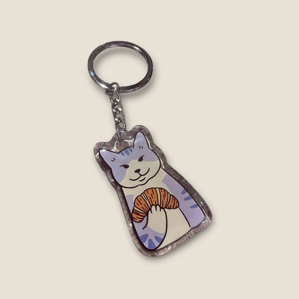 Cat Key Chain - I love Croissants - Catnip