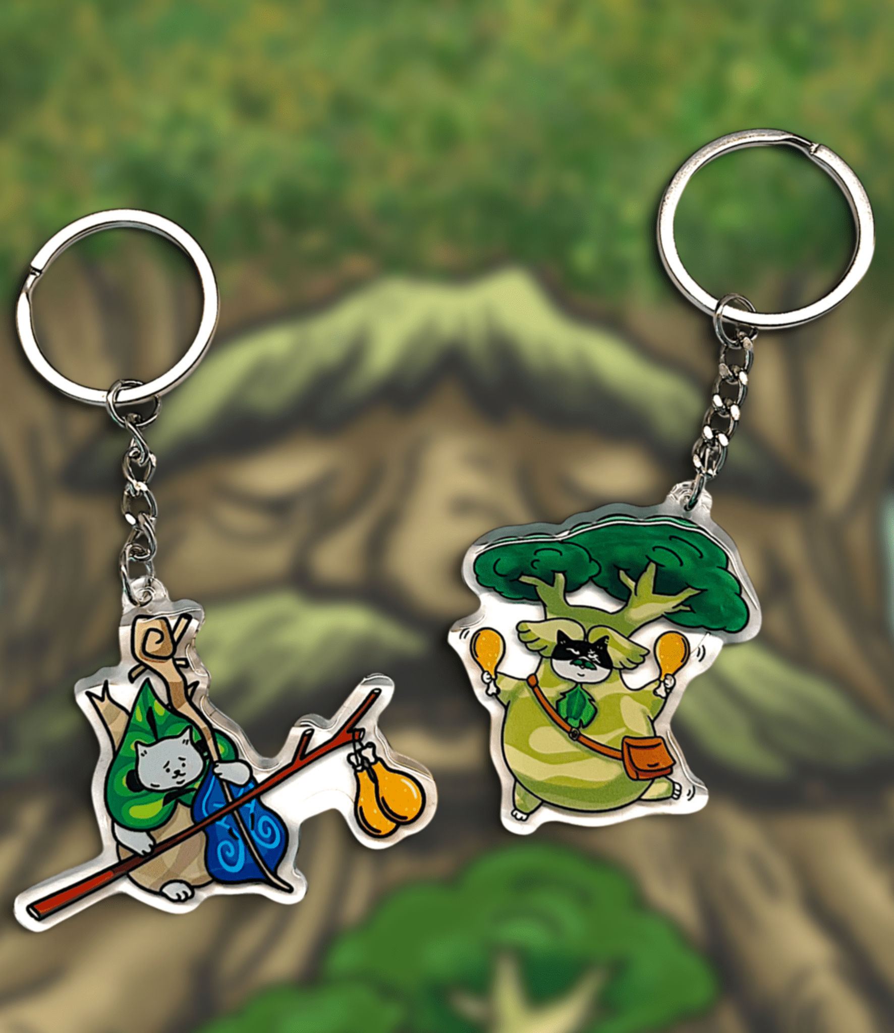 Cat Keychain - Hestu and Korok Seed - Catnip