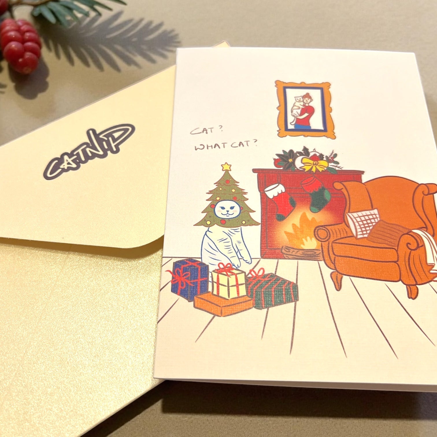 Christmas Card - Cat? What cat? (Envelope included) - Catnip