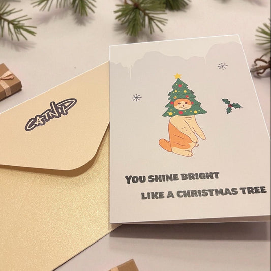 Christmas Card - Christmas tree cat (Envelope included) - Catnip