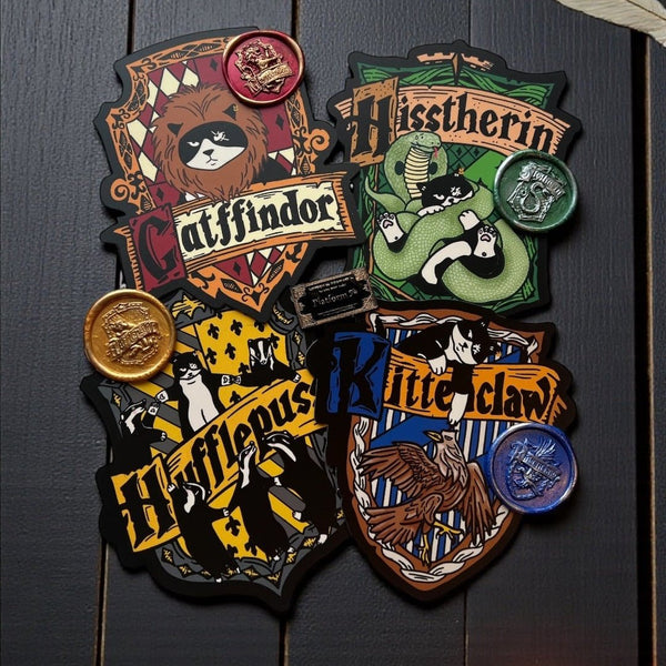 Harry Catter Die Cut Card Set (With hot - stamped envelope and wax stamp stickers) - Catnip