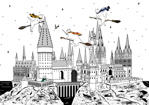 "Harry Catter in Hogwarts" - Art Print - Catnip