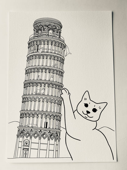 "Leaning tower of Pisa" - Art Print - Catnip