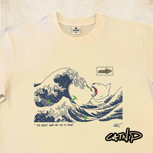 "The Great Wave Off CAT-A-GAWA" - T-shirt - Catnip