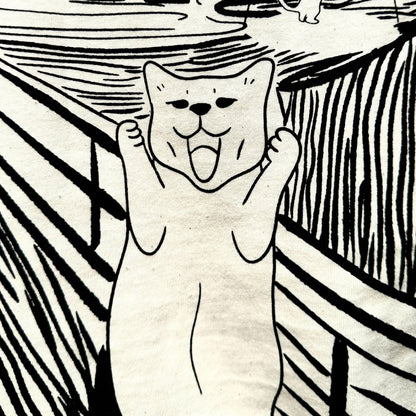 "The meow" - Hand screen printed unisex shortsleeve T-shirt - Catnip