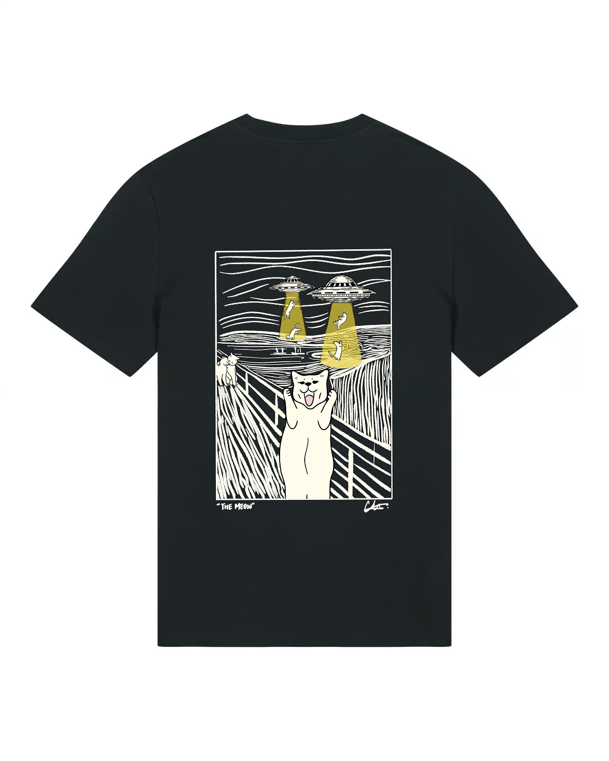 "The meow" - Hand screen printed unisex shortsleeve T-shirt - Catnip