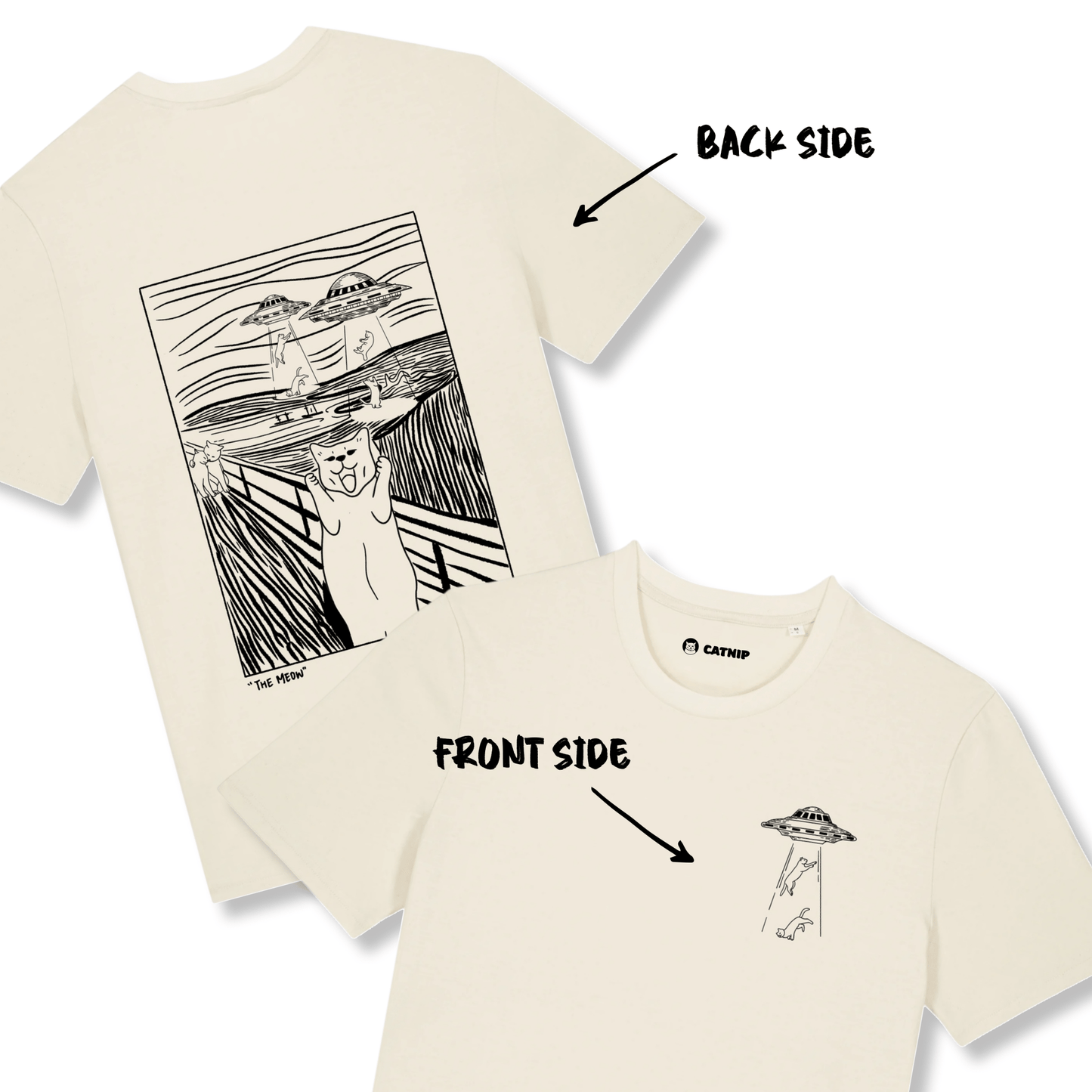 "The meow" - Hand screen printed unisex shortsleeve T-shirt - Catnip