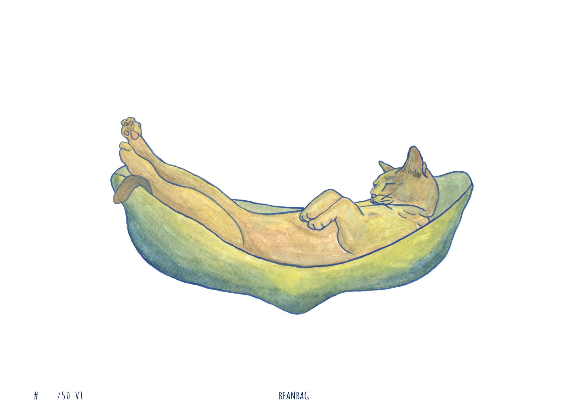 "Beanbag" - Limited Edition Cat Art Print - Christy Chan | Artist