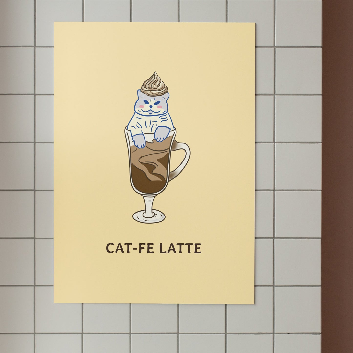 "Cat-fe Latte" - Cat Art Poster - Christy Chan | Artist