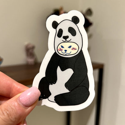 Panda cat | Reusable Sticker, Cat Stickers, Kawaii Sticker, waterbottle Sticker, Laptop Sticker, Tear-proof sticker, Cat in Panda Costume - Christy Chan | Artist
