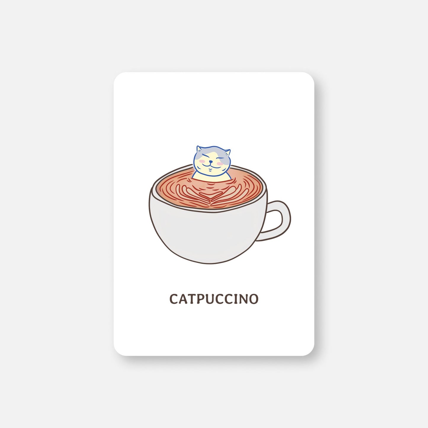 Send warm wishes with our Catpuccino Postcard. This whimsical design featuring a cat in a coffee bath is perfect for greetings, invitations, and coffee lovers. Surprise and delight your recipients with this unique and heartwarming cat-themed postcard, bringing smiles to any mailbox.