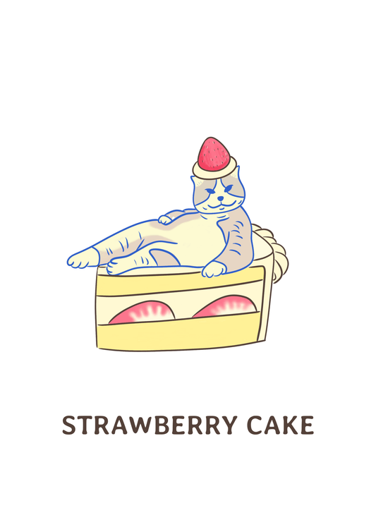 "Strawberry Cake" - Cat Art Poster - Christy Chan | Artist